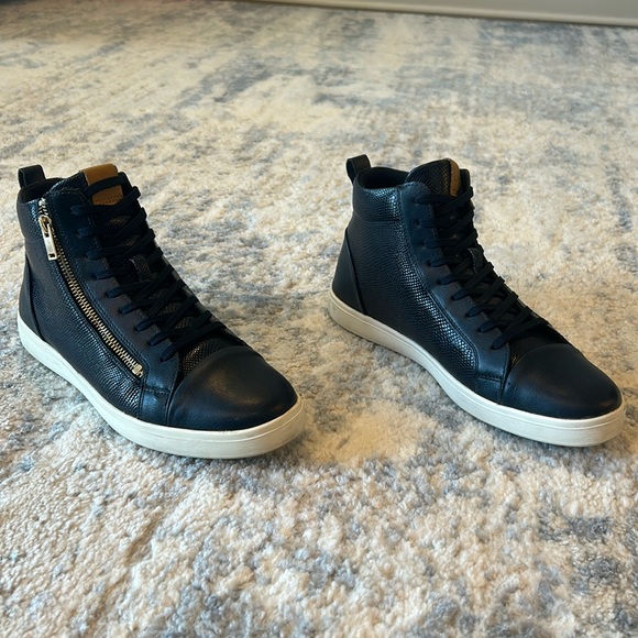 Aldo Shoes Aldo High Top Leather Sneakers Very Slightly Used